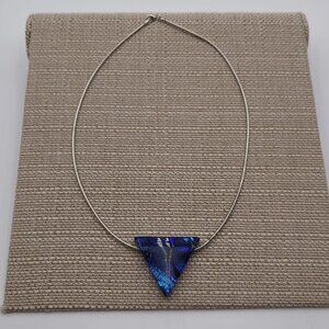 18 Inch Sterling Silver Handmade Beautiful Glass Pendant Necklace B413